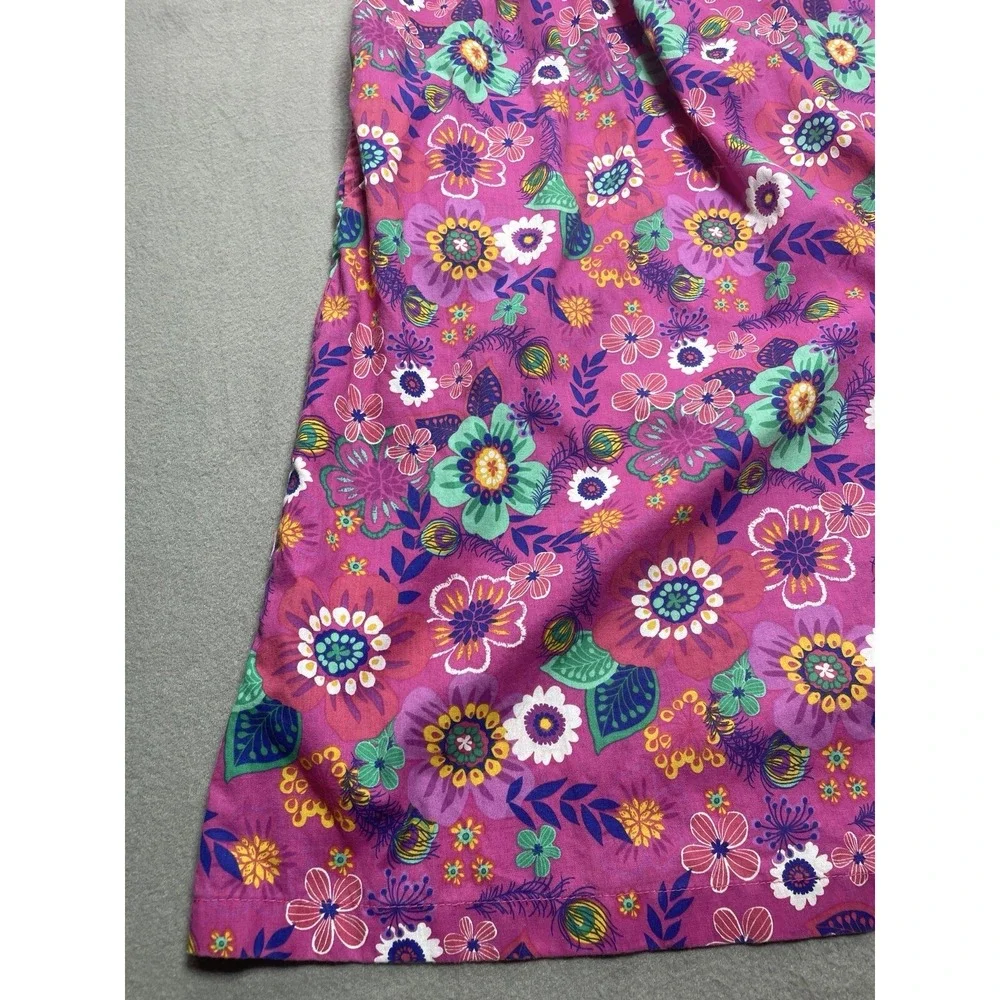 Vtg Nightgown Womens Plus 1X Pink Floral Pockets House Dress Muumuu‎ Midi Travel